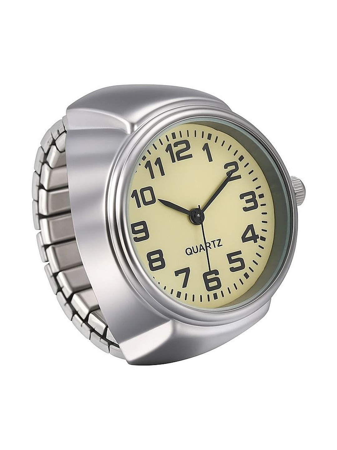 Uniqon Silver-Plated Adjustable Analog Ring Watch