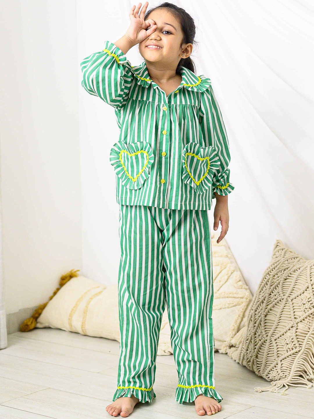 Fairies Forever Girls Striped Cotton Shirt With Pyjamas