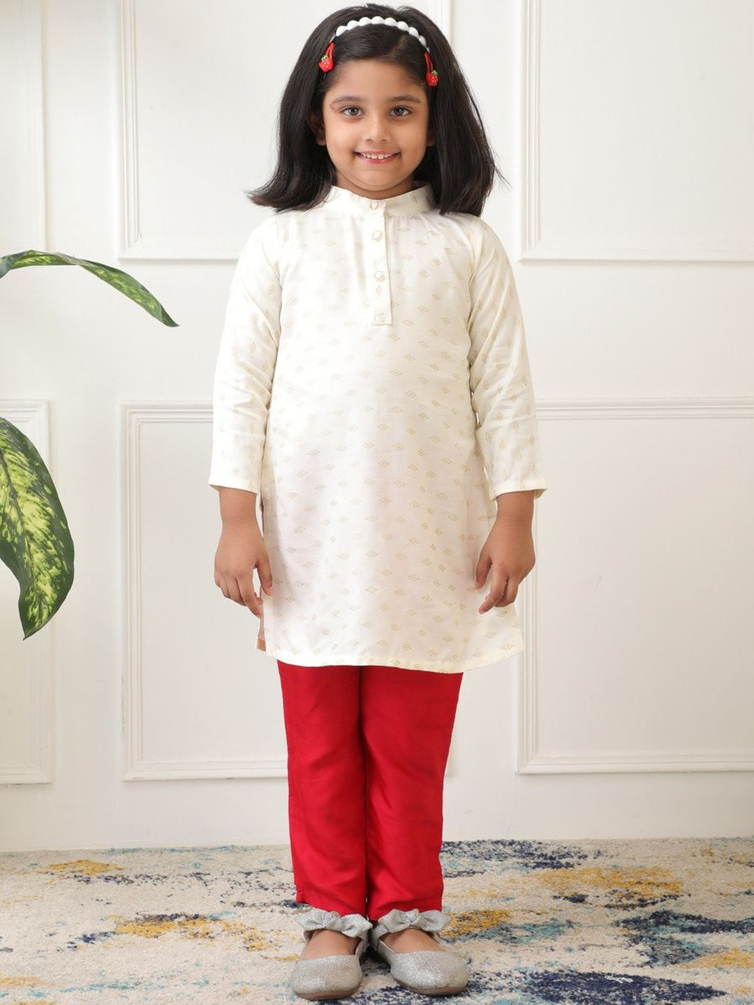 PRACHALAN Girls Ethnic Motifs Printed Regular Kurta with Trousers