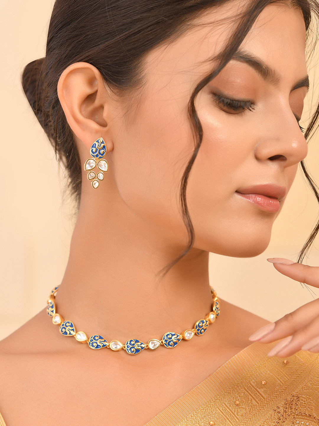 Voylla Pashmina Rimsha Gold-Plated Kundan-Studded Jewellery Set