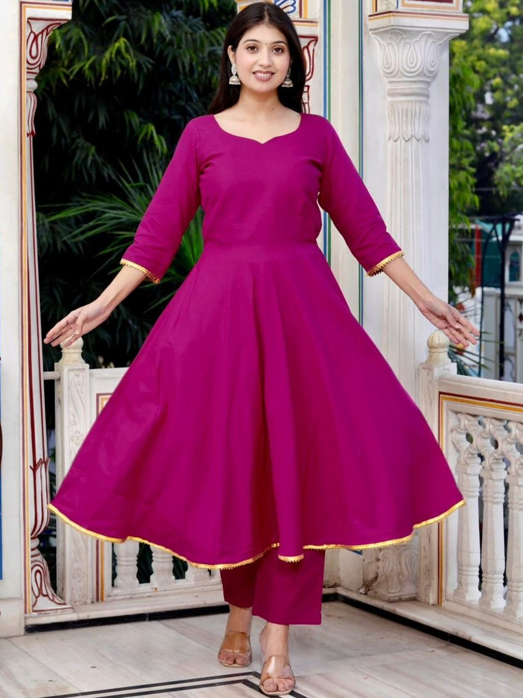 yadunika Women Panelled Pure Cotton Kurta with Trousers & With Dupatta