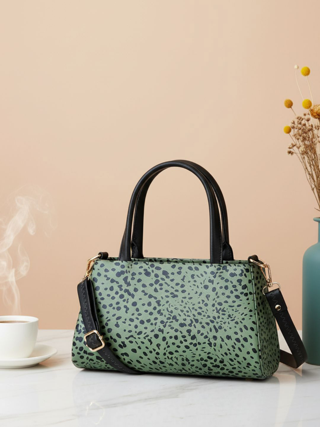 Flingo Animal Printed Leather Handheld Bag