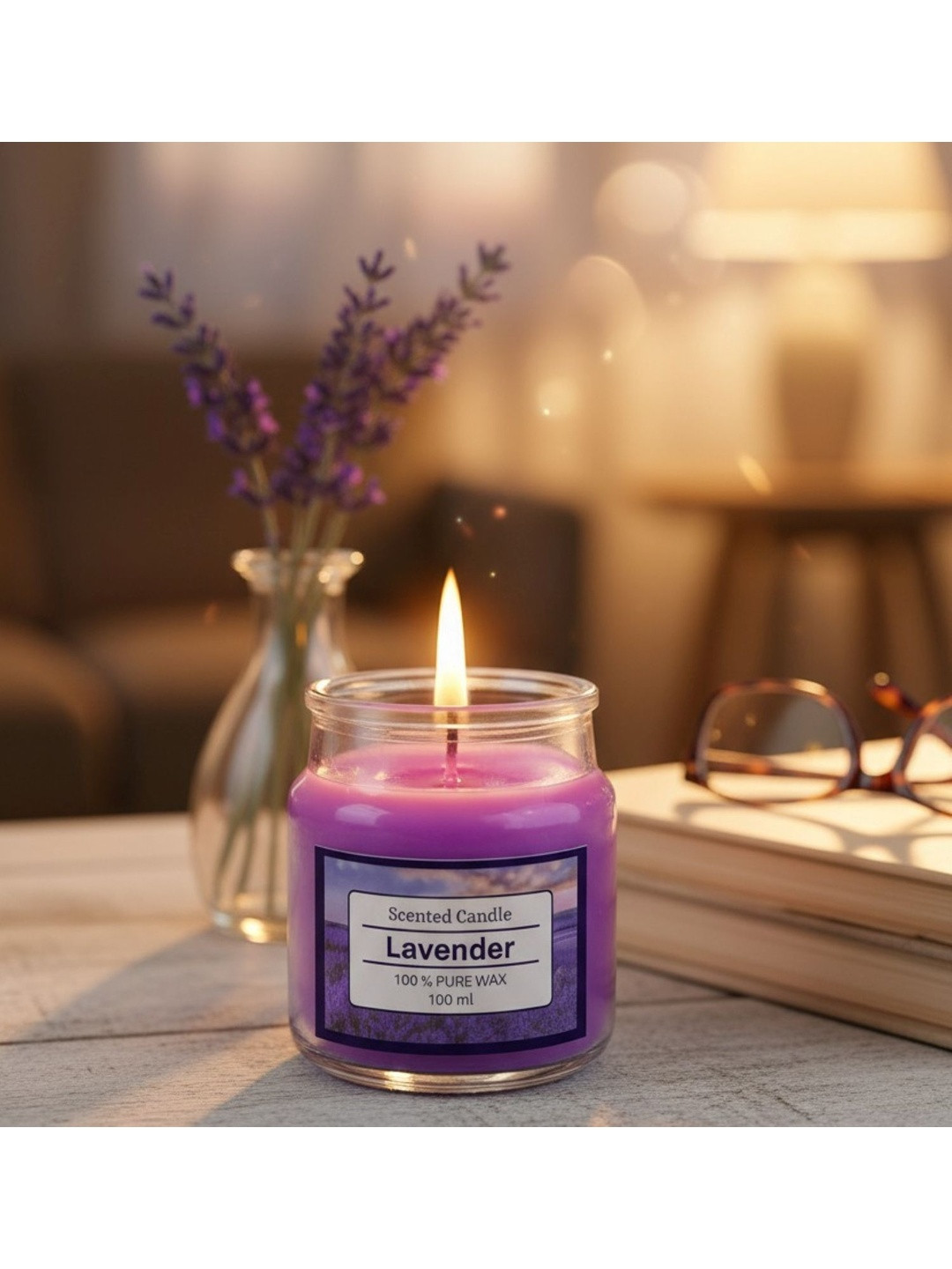 Garden Deco Lavender Bliss Purple Jar Scented Candle
