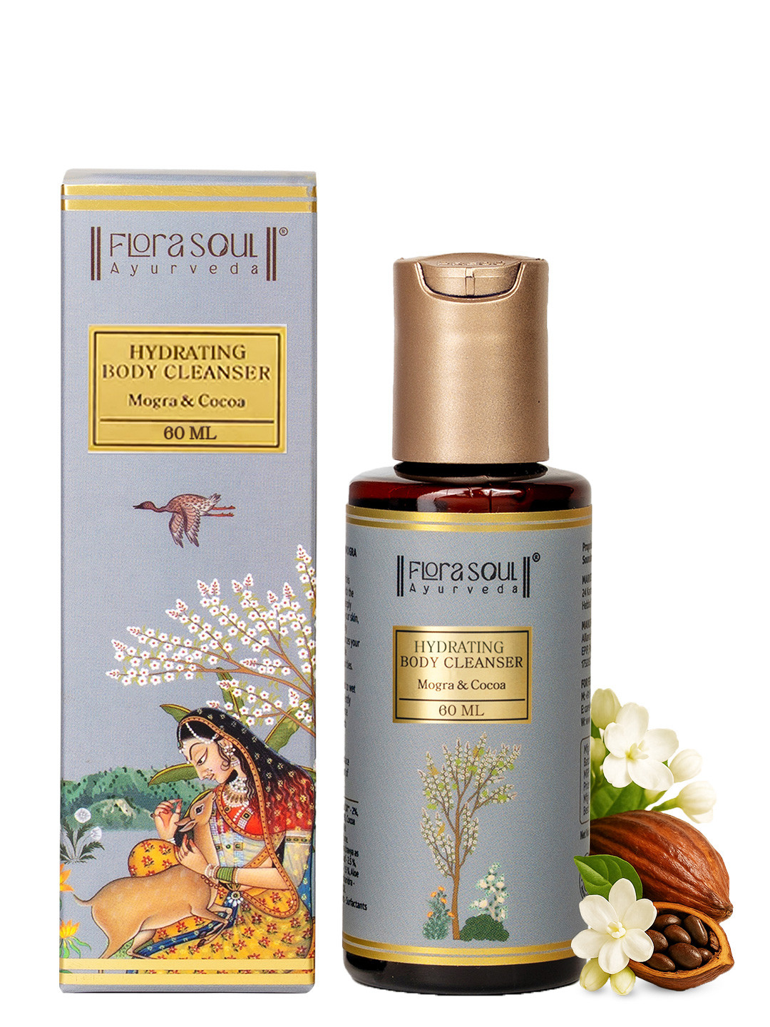 FloraSoul Ayurveda Hydrating Body Wash Cleanser With Mogra & Cocoa-60ml