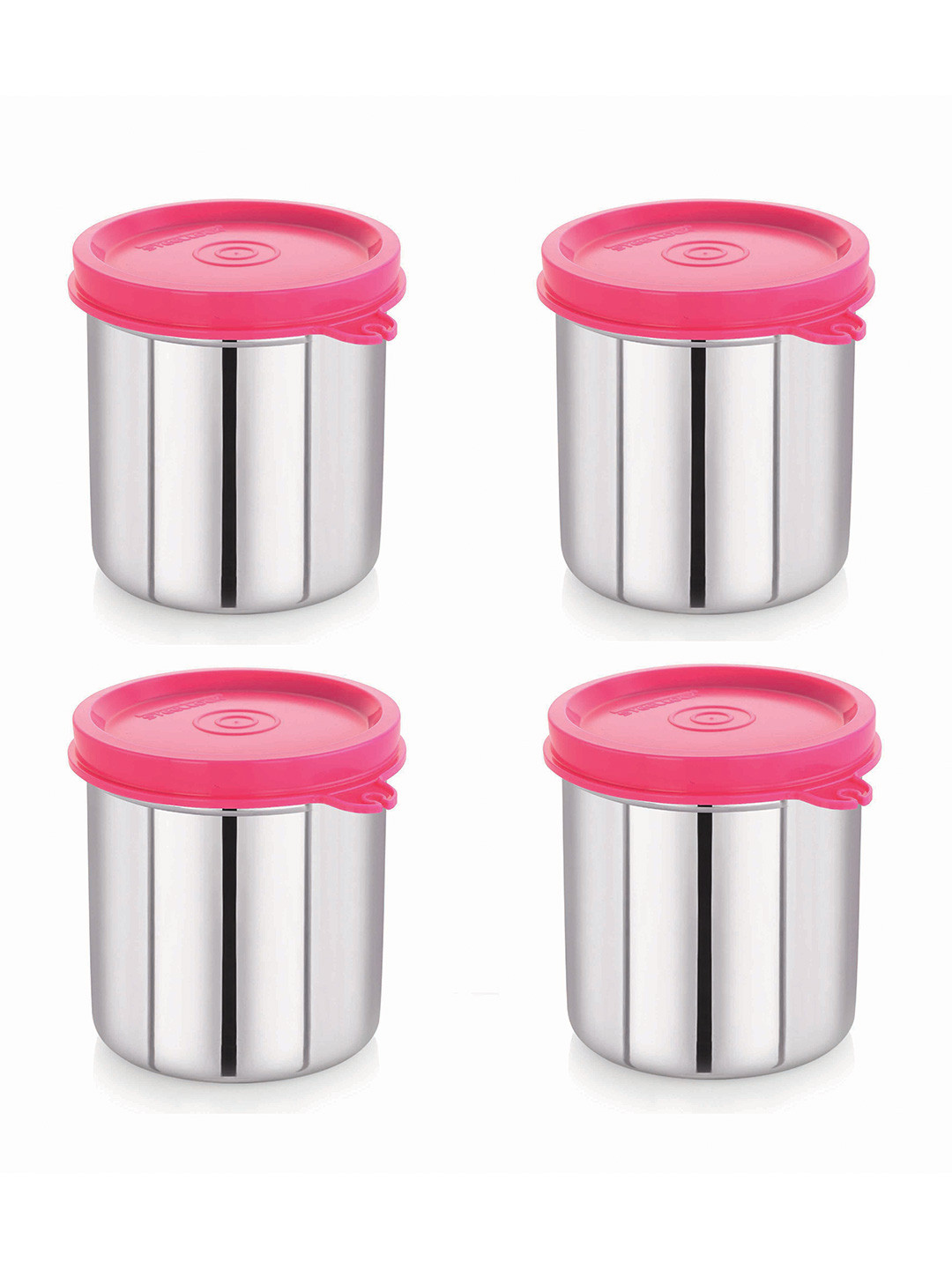 STEELLOCK Pink Stainless Steel Leak Resistant 4 Pieces Flip Top Canisters 500 ml