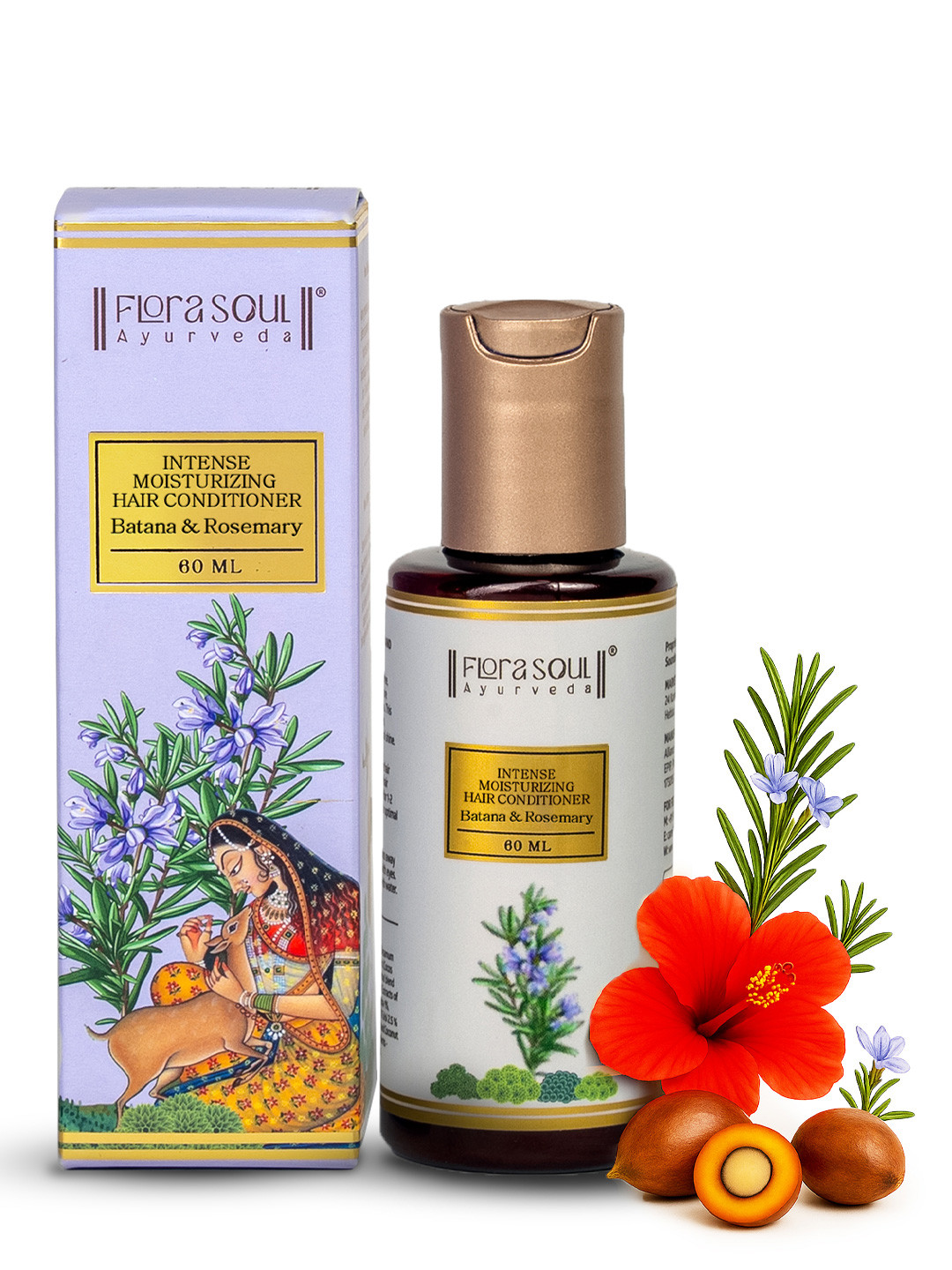 FloraSoul Ayurveda Intense Moisturizing Hair Conditioner With Batana & Rosemary-60ml