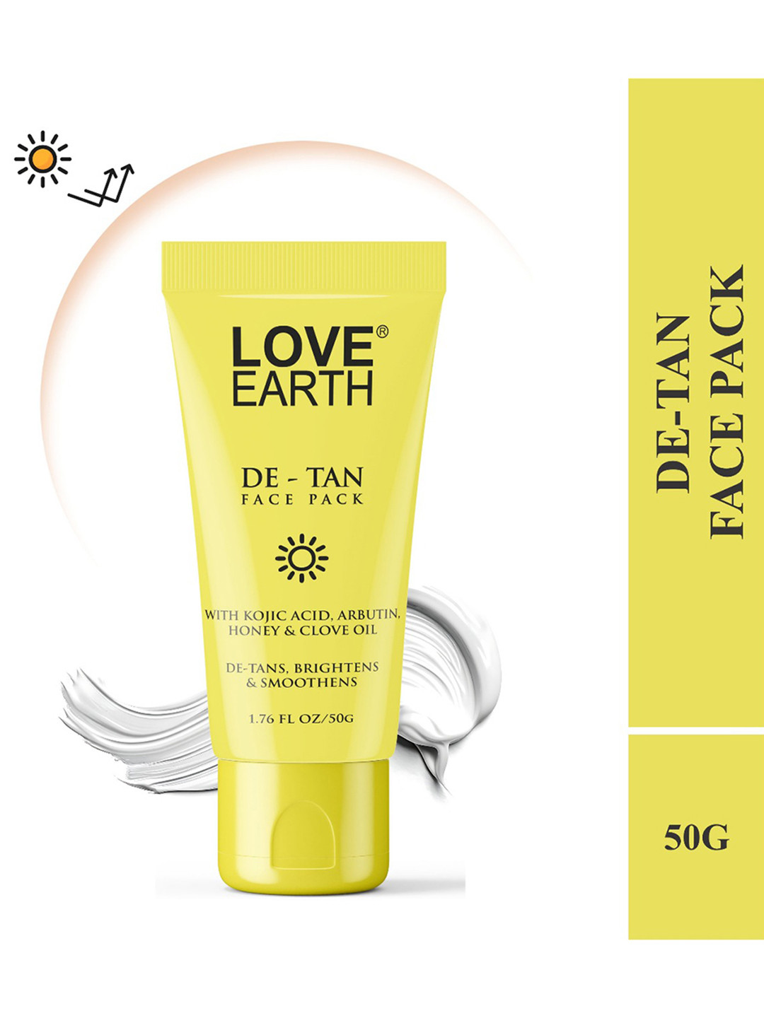 LOVE EARTH De-Tan Face Pack With Kojic Acid & Arbutin - 50g