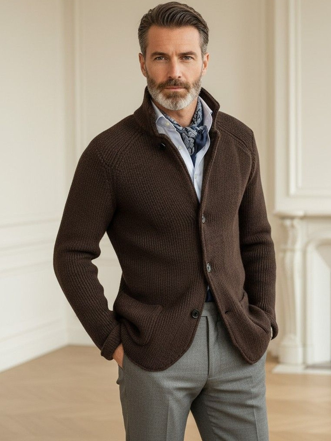 Mast & Harbour Mock Collar Carrigan with Pockets