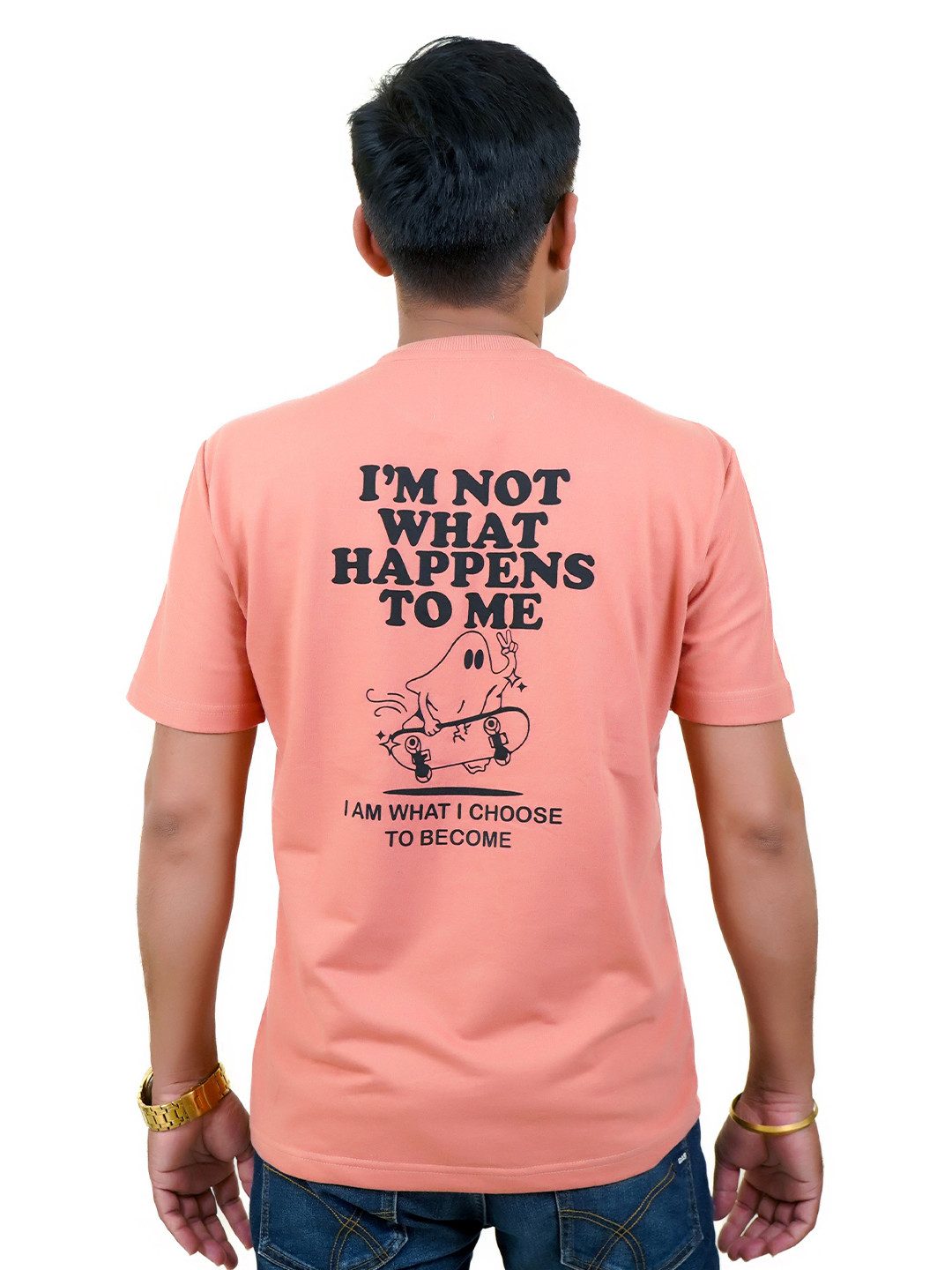 AMOGH BY HR Typography Printed Round Neck Cotton T-shirt