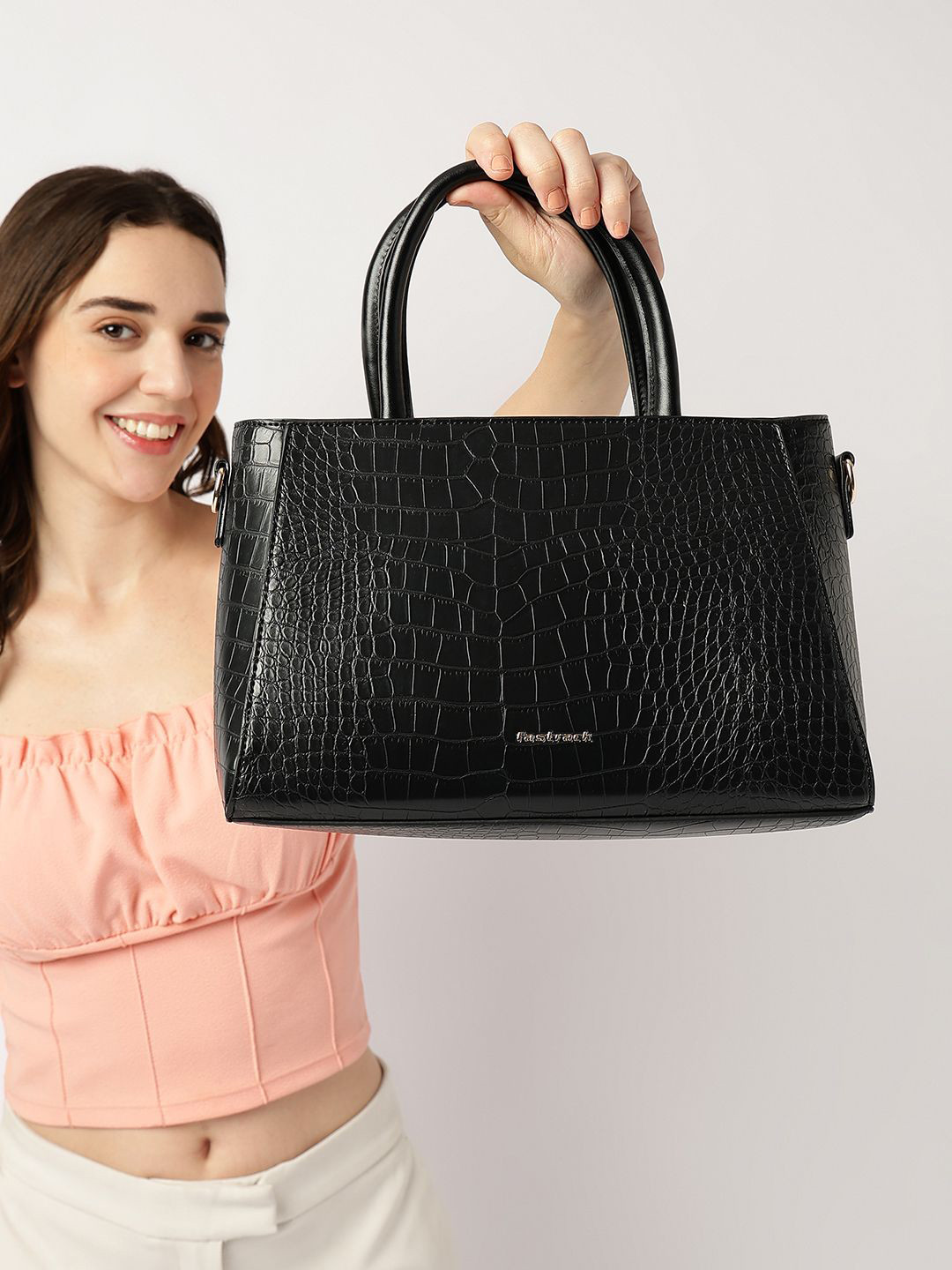 Fastrack Women Textured Croco Luxe Handheld Bag