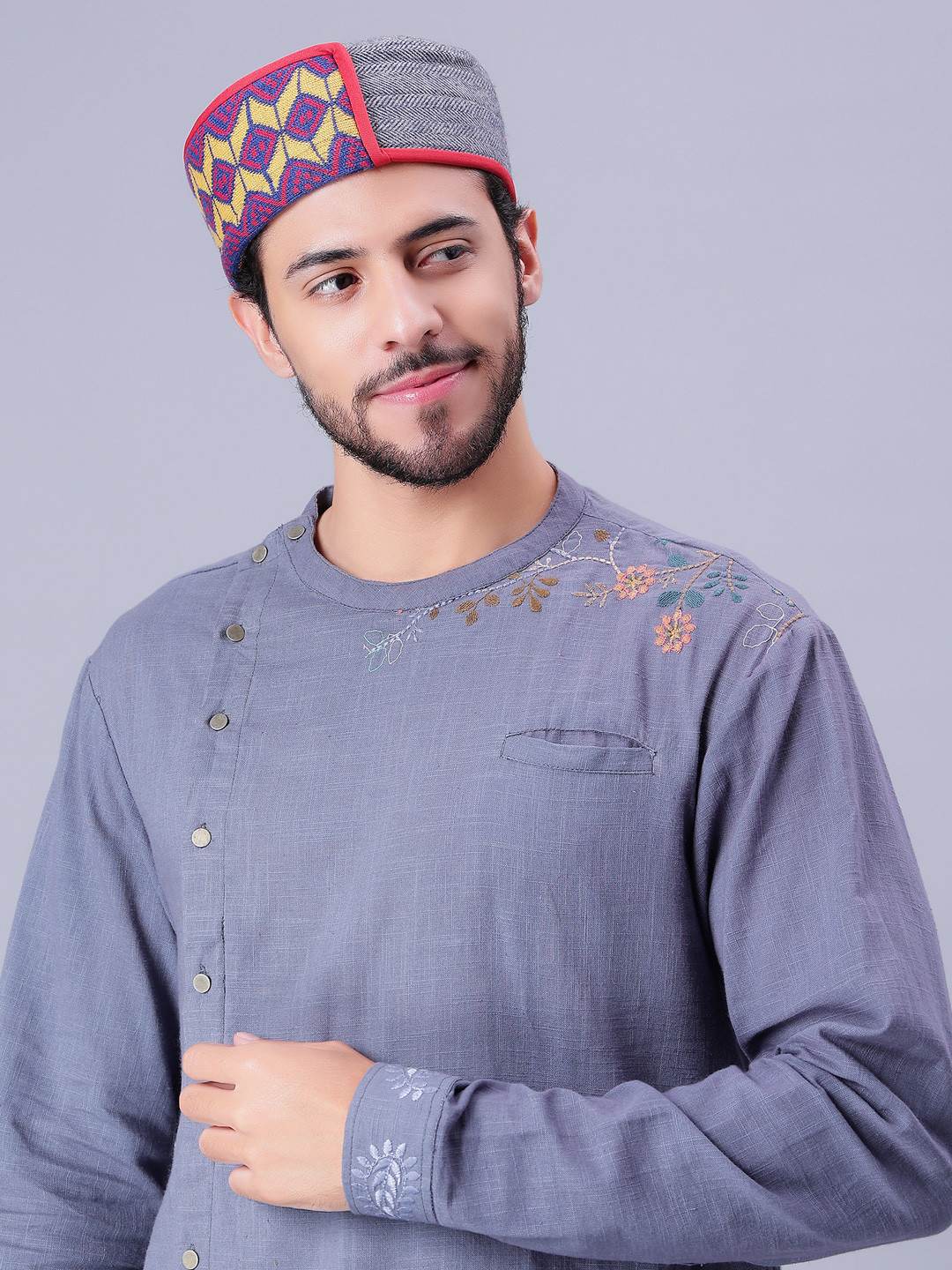 Bharatasya Men Self Design Acrylic Himachali Cap