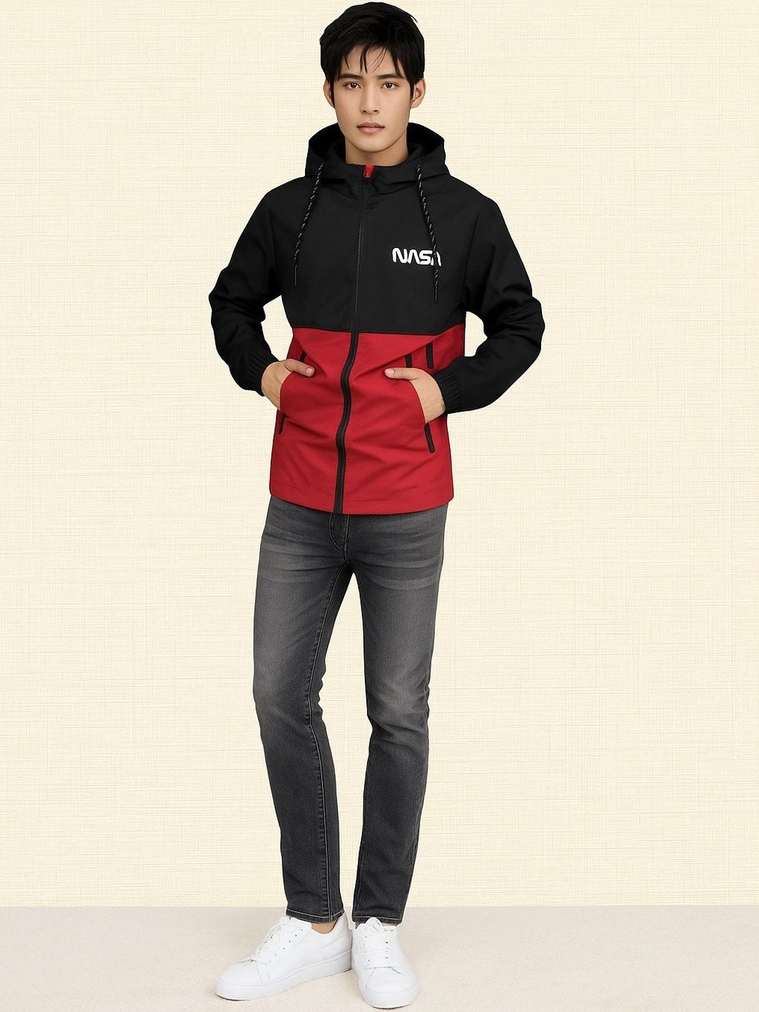 TAZO Men Brand Logo Colourblocked Windcheater Puffer Jacket