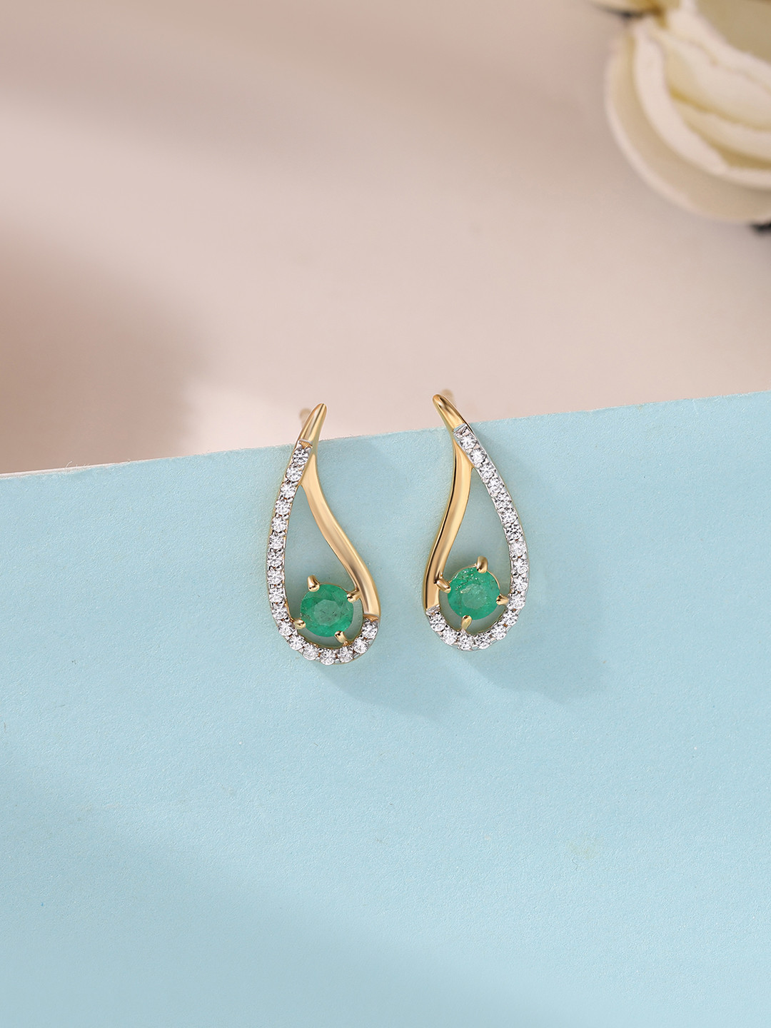 Ornate Jewels 925 Silver 18k Gold Plated Natural Sakota Emerald Precious Earring