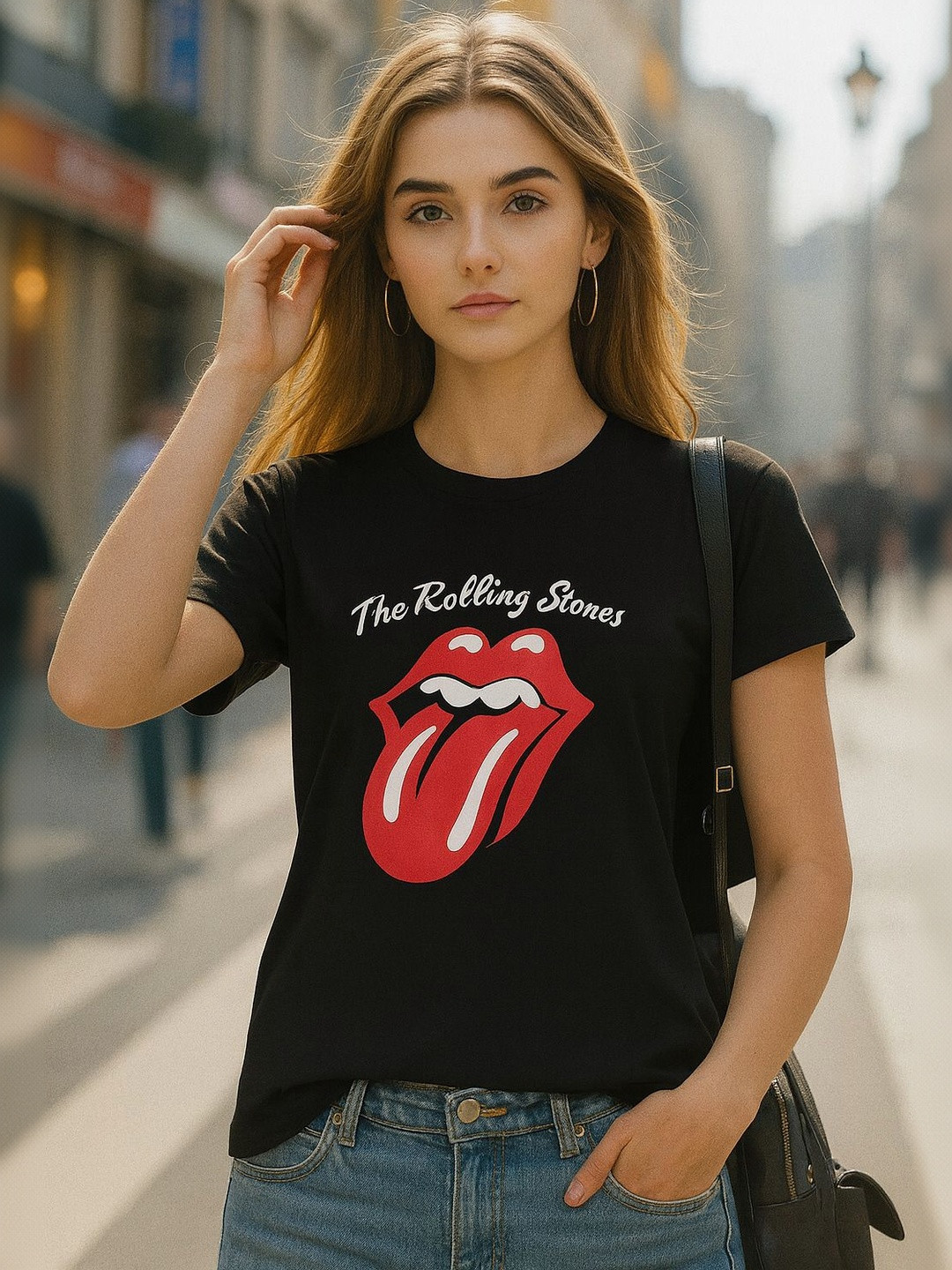Moda Rapido Cotton The Rolling Stones Typography Short Sleeves Printed T-shirt