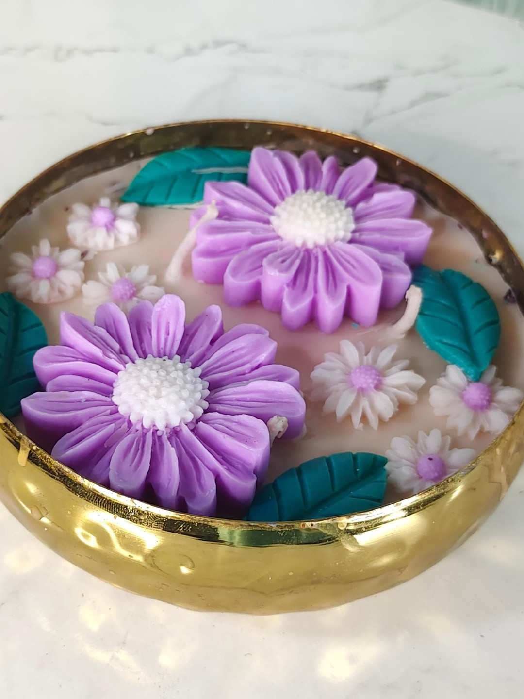 SOWPEACE Purple Large Two Flower Pot Candle