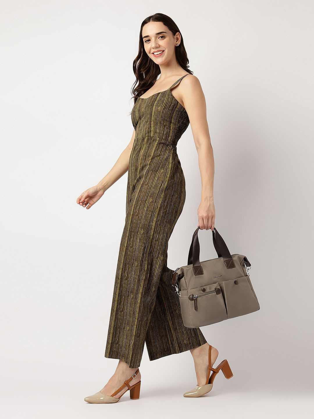 Fastrack Brown Colorblock Nylon Satchel