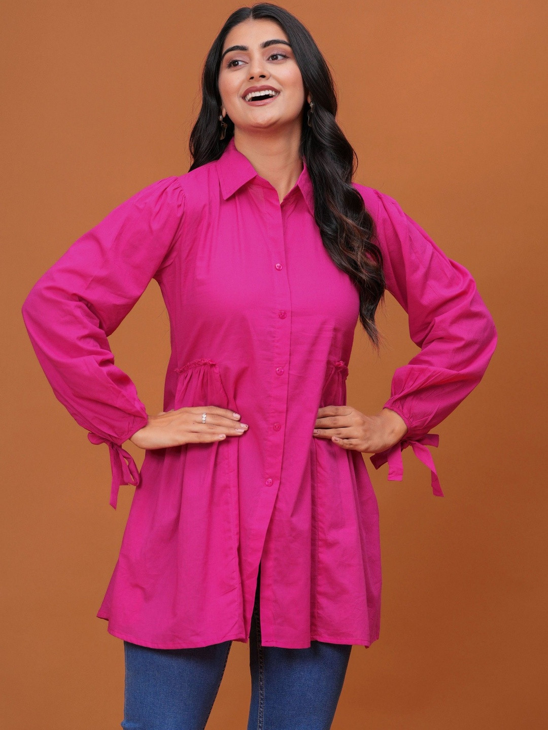 PINGAKSH Puff Sleeve Cotton Top