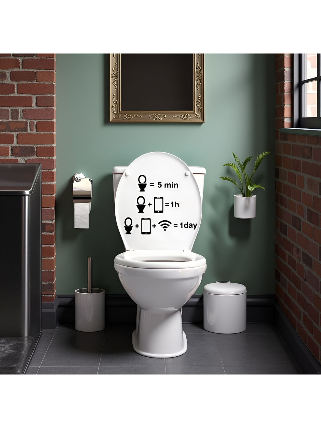 DEALSEVEN FASHION Black Waterproof Self-Adhesive Toilet Sticker