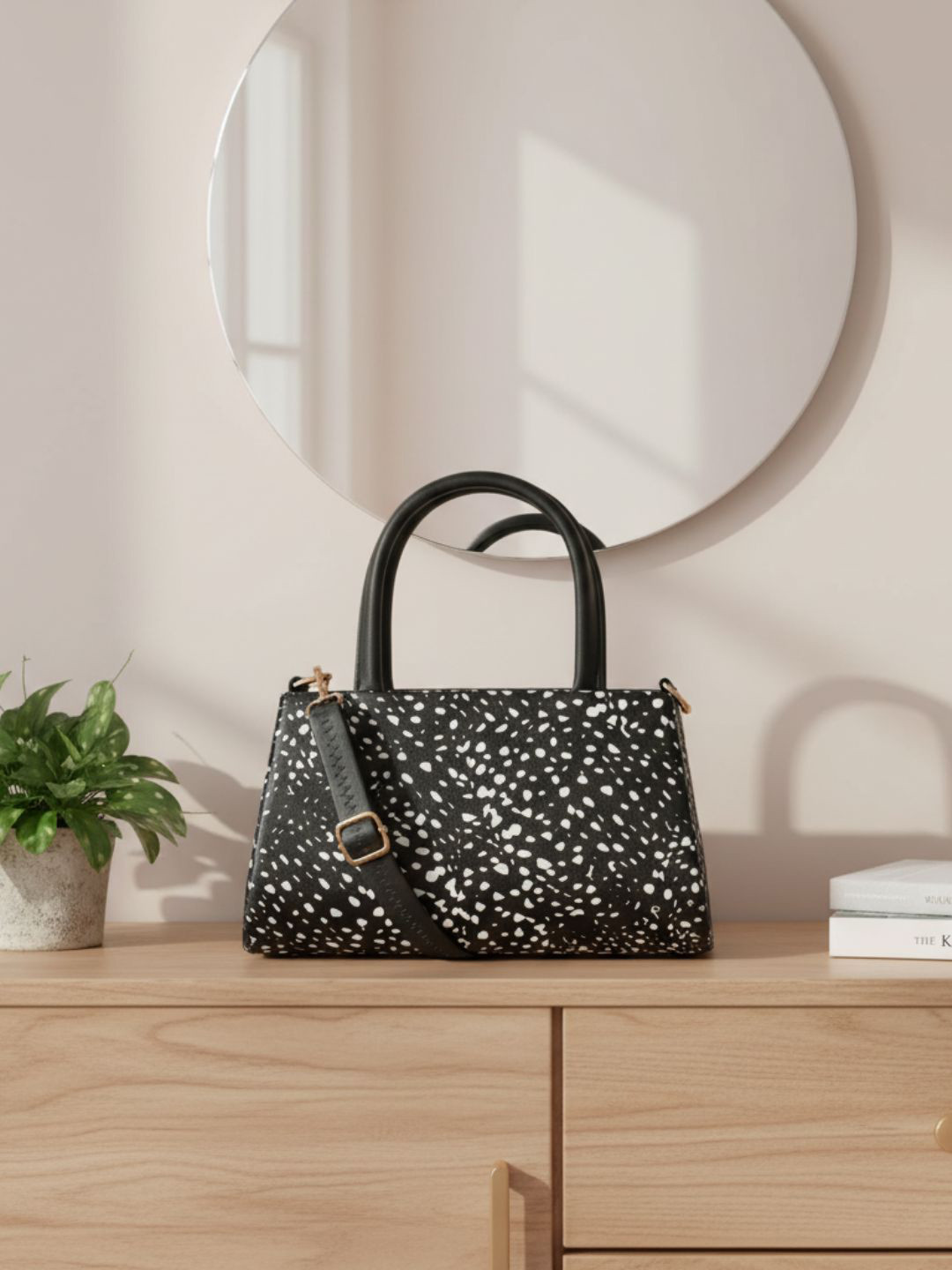 Flingo Animal Printed Leather Structured Handheld Bag
