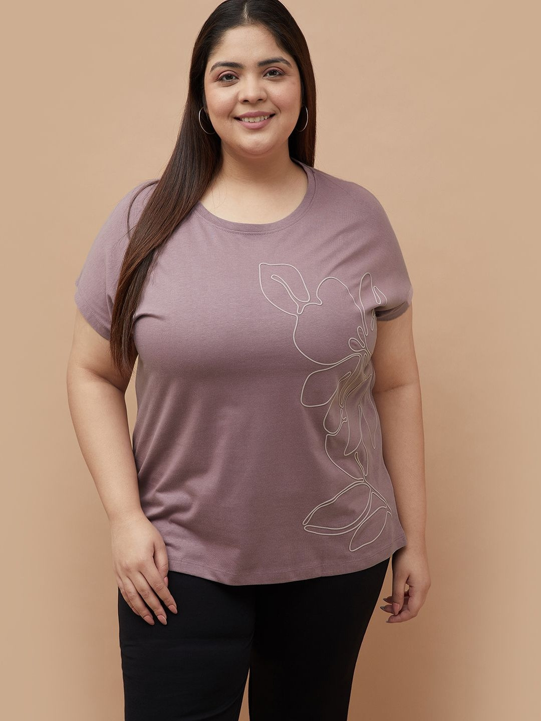 Nexus by Lifestyle Plus Size Floral Printed Cotton T-shirt