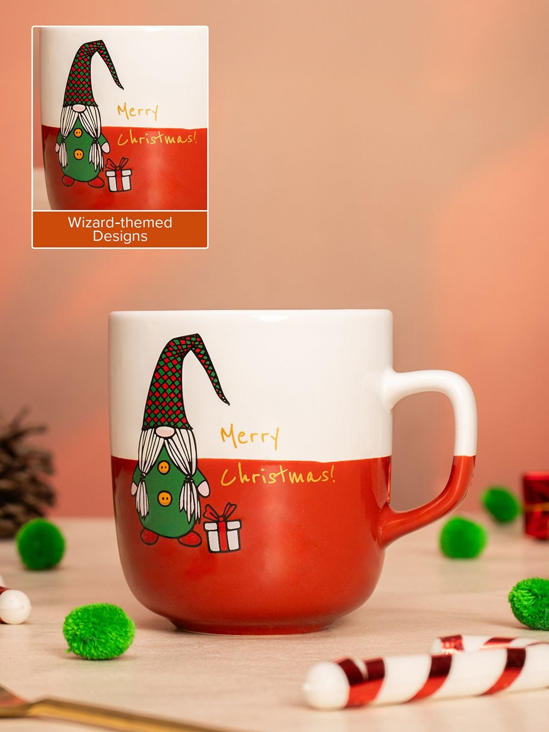 The Zappy Box Merry Christmas Printed Ceramic Glossy Core Set of Cups and Mugs