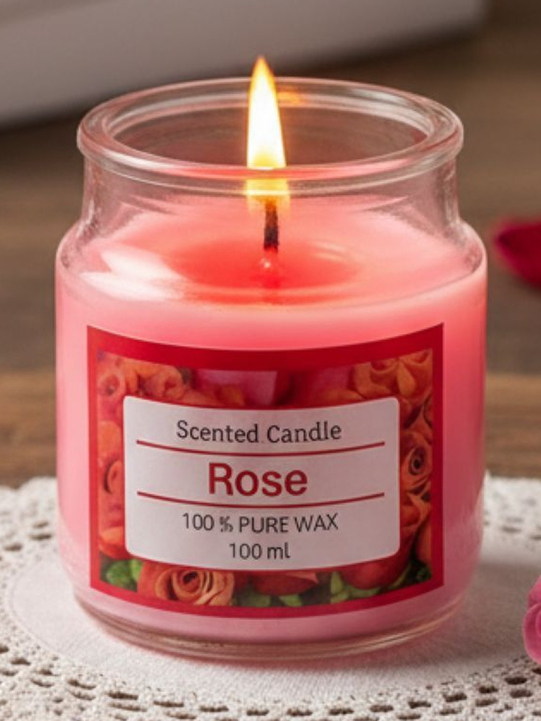 Garden Deco Pink Solid Wax 1 pieces Rose Scented Jar Aromatherapy Candle
