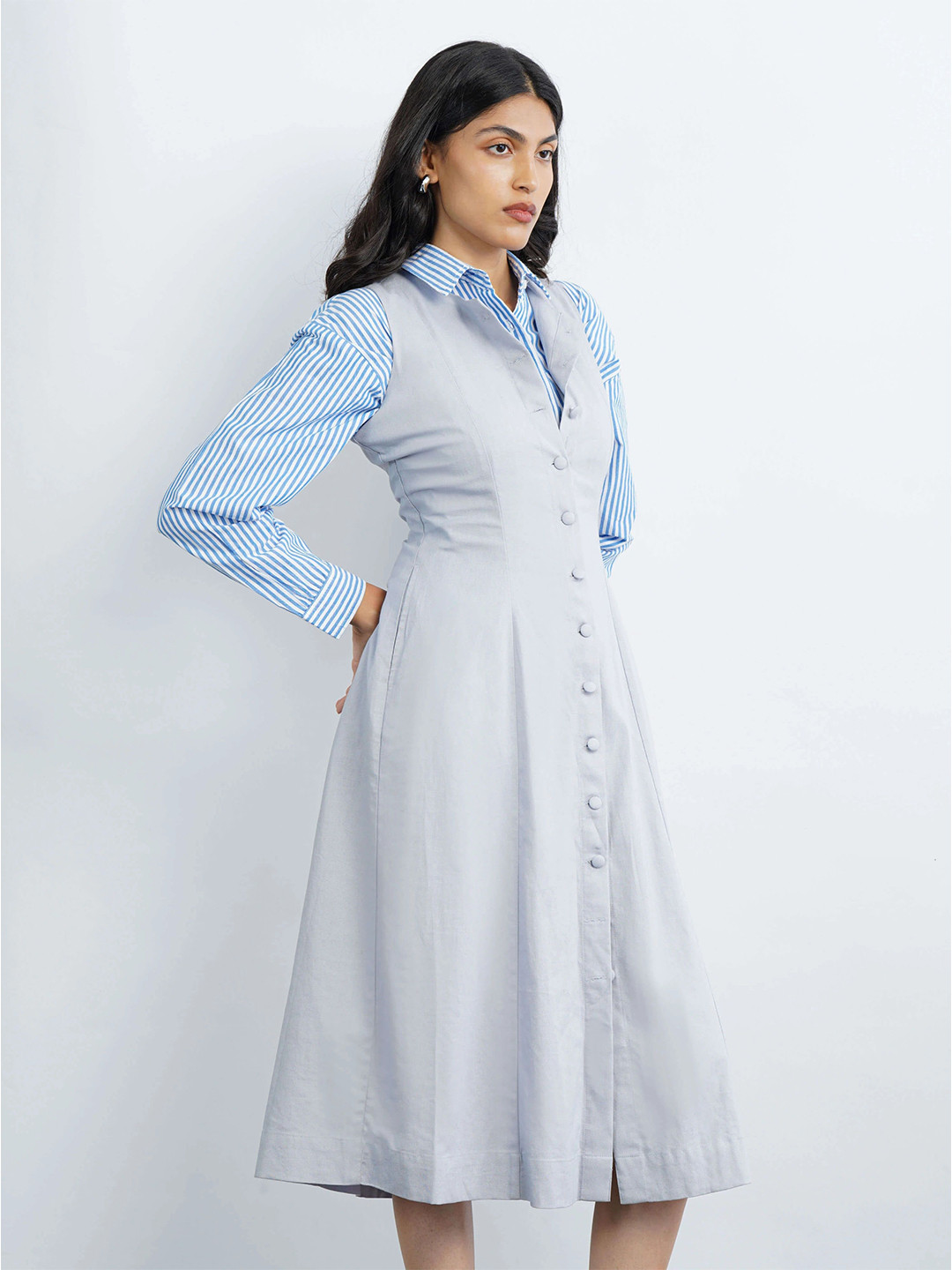 COVE AND LANE Linen A-Line Midi Dress