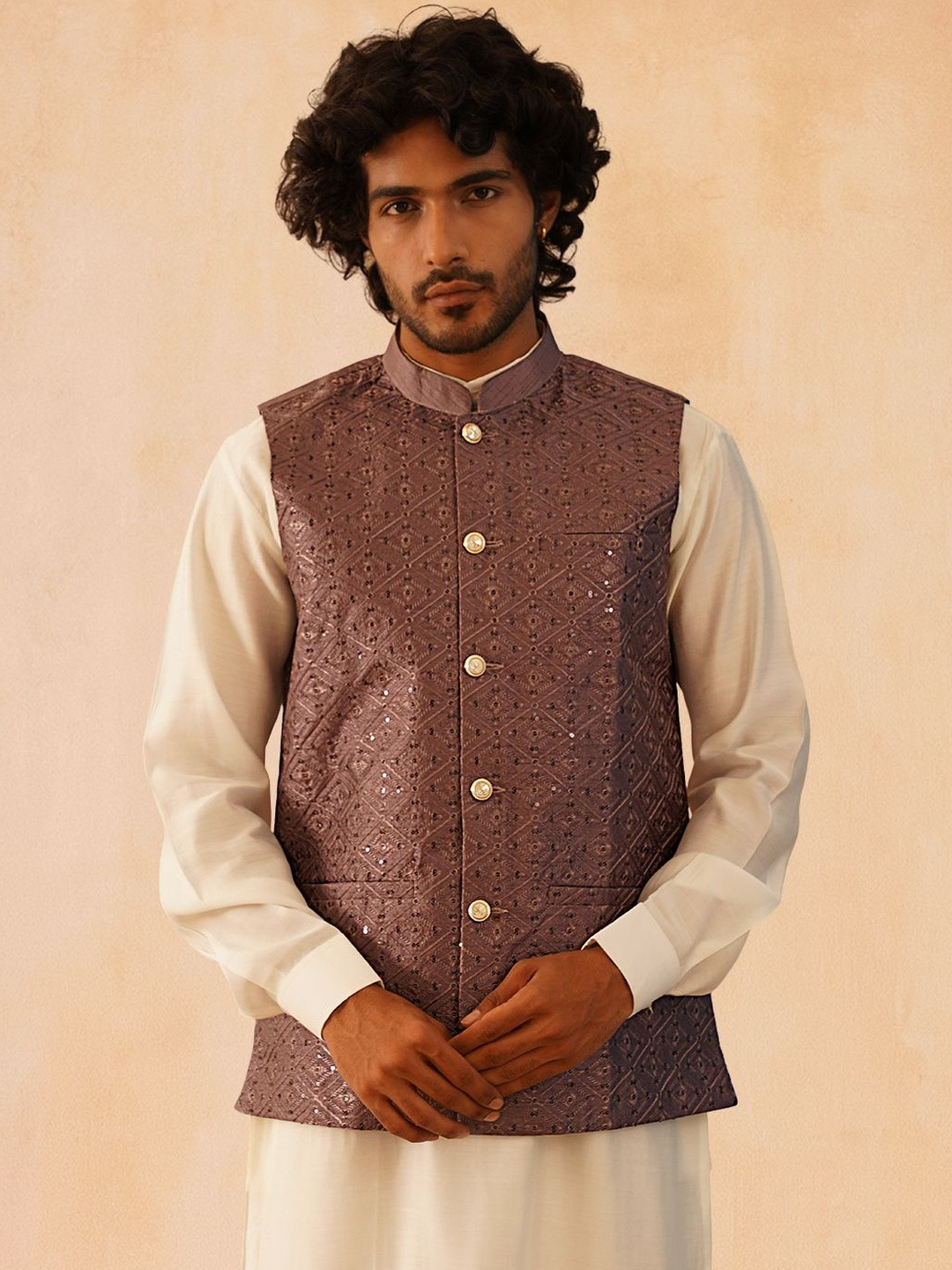 Jompers Satin Embroidered Nehru Jackets