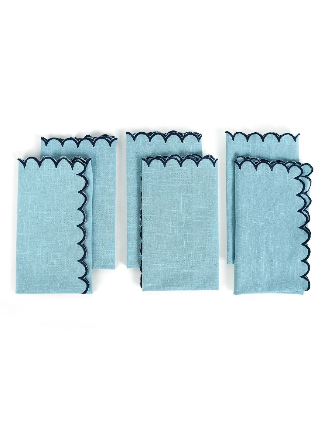 fingercraft Set of 6 Blue Scallop Table Napkin