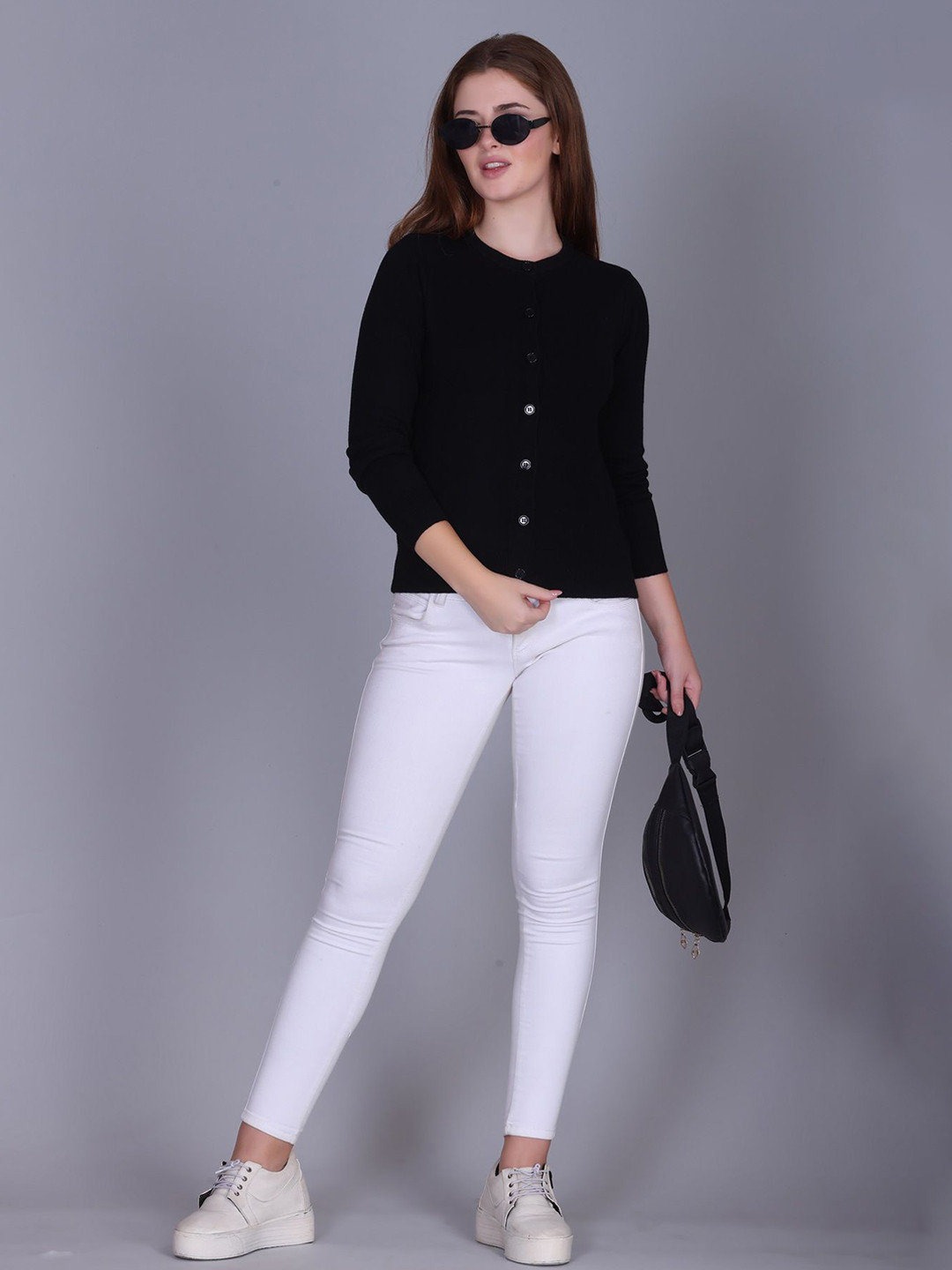 The Roadster Lifestyle Co Classic Black Ribbed Button-Down Cardigan