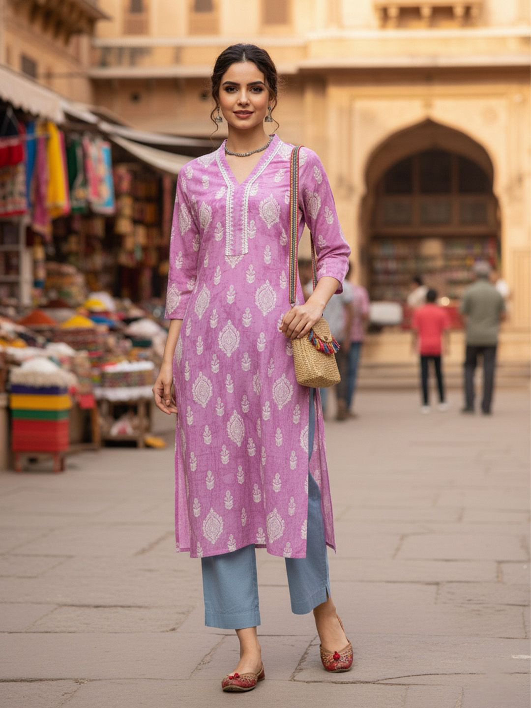 AADVIKA Women Floral Printed Pastels Kurta