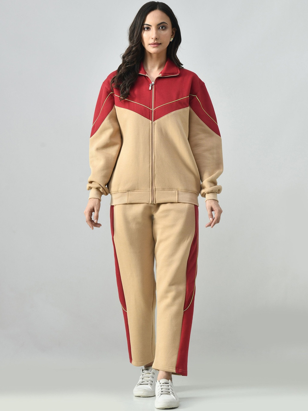 BAESD Women Color Block Full Sleeve Tracksuit