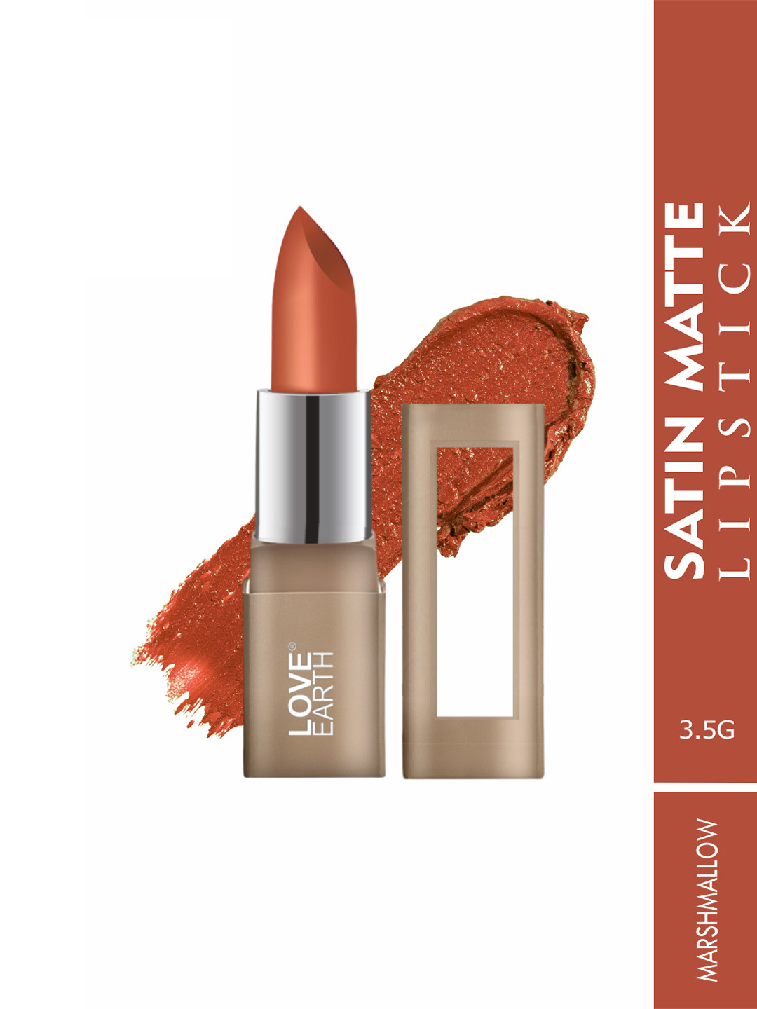 LOVE EARTH Satin Matte Lipstick with Almond Oil & Vitamin E - 3.5 g  Marsh Mallow