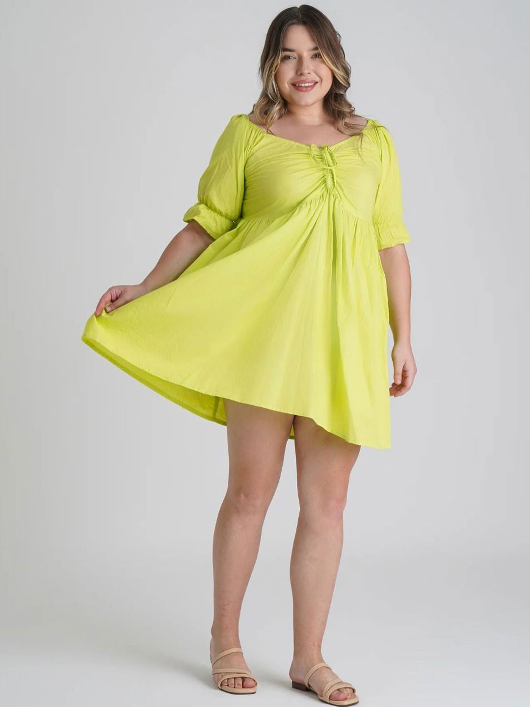 Mia Magell Puff Sleeve A-Line Mini Dress