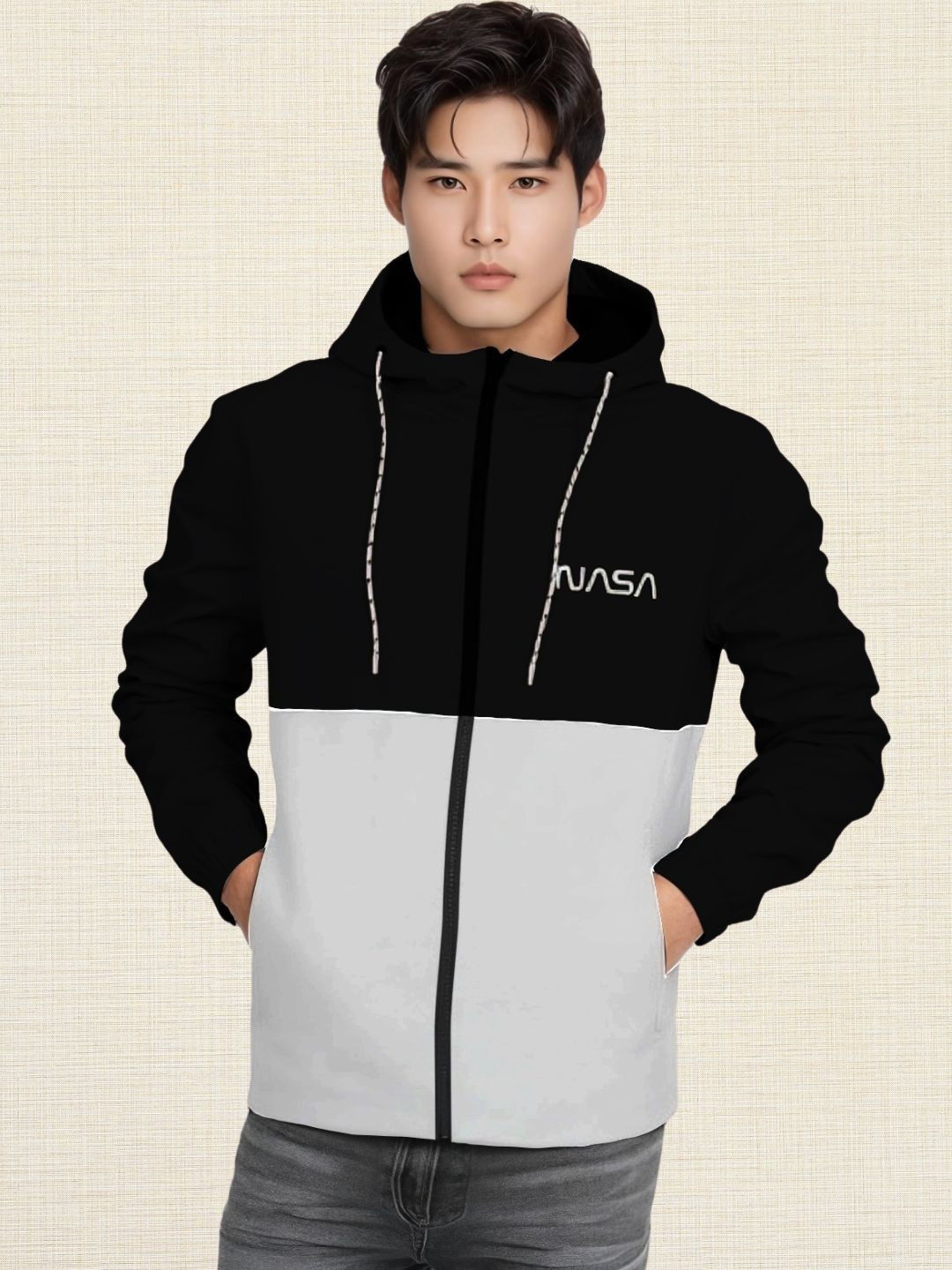 TAZO Men NASA Logo Colourblocked Lightweight Jacket