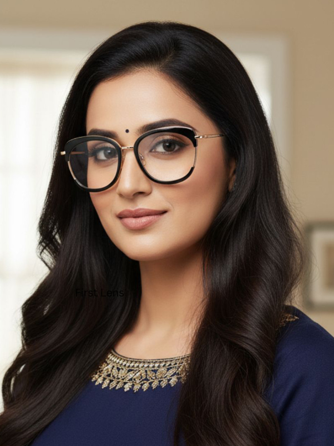 First Lens Unisex Full Rim Oval Frames Goldora Blue Light Computer Glasses B013