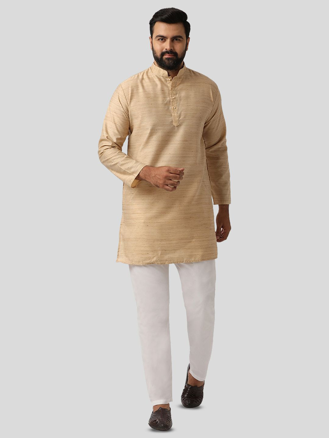 UATHAYAM Men Sandal Kraft Cotton Blend Long Kurta