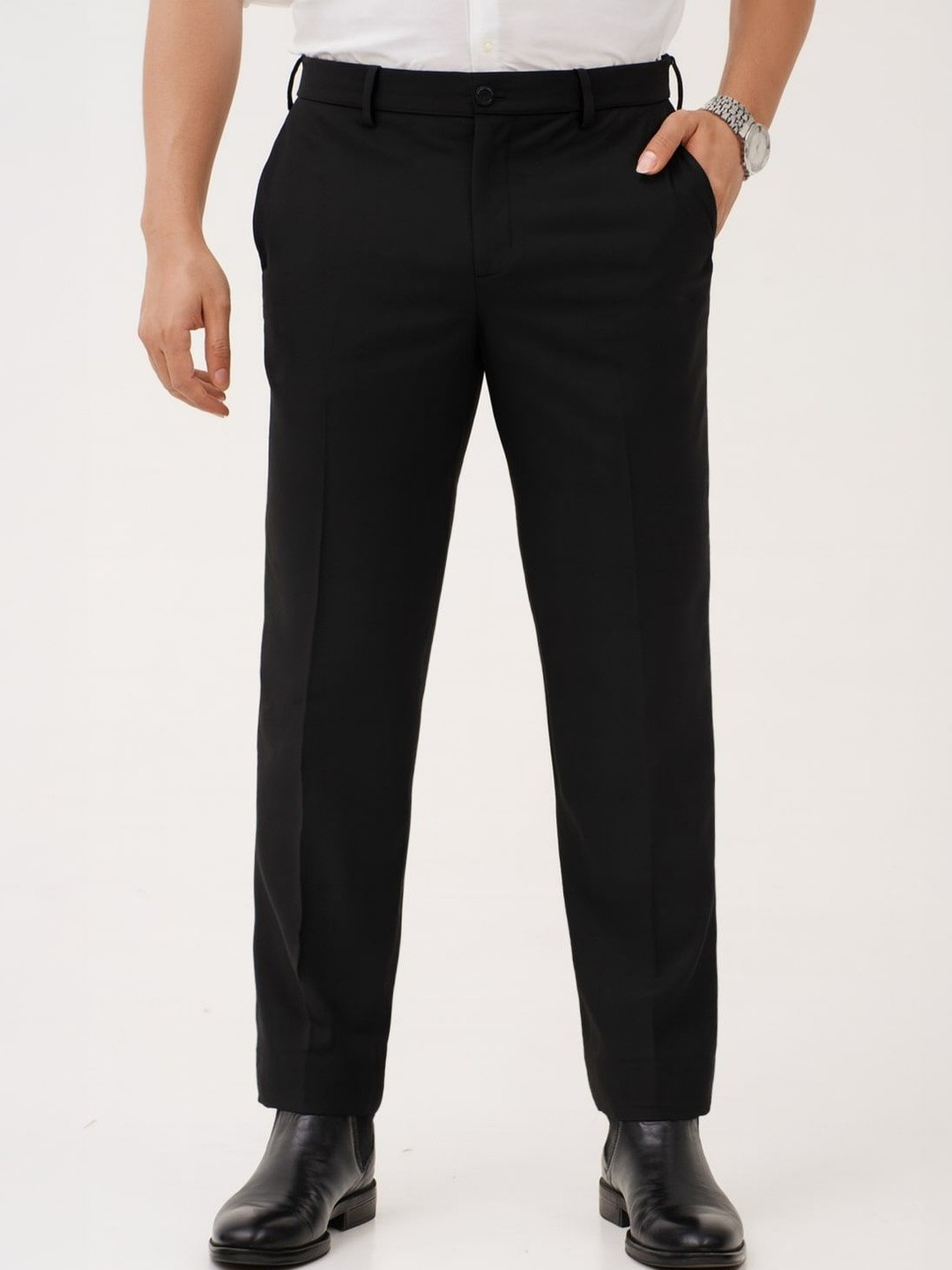The Pant Project Men Textured Non Iron Trousers