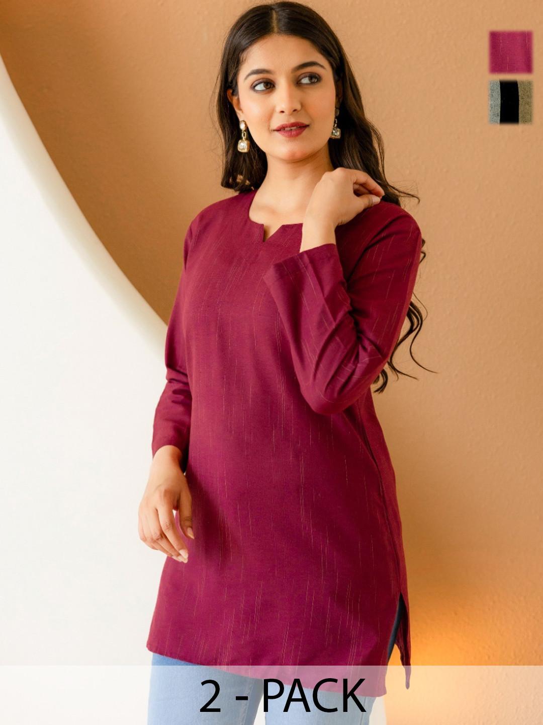 BILANZA Women Pack Of V-Neck Straight Kurti