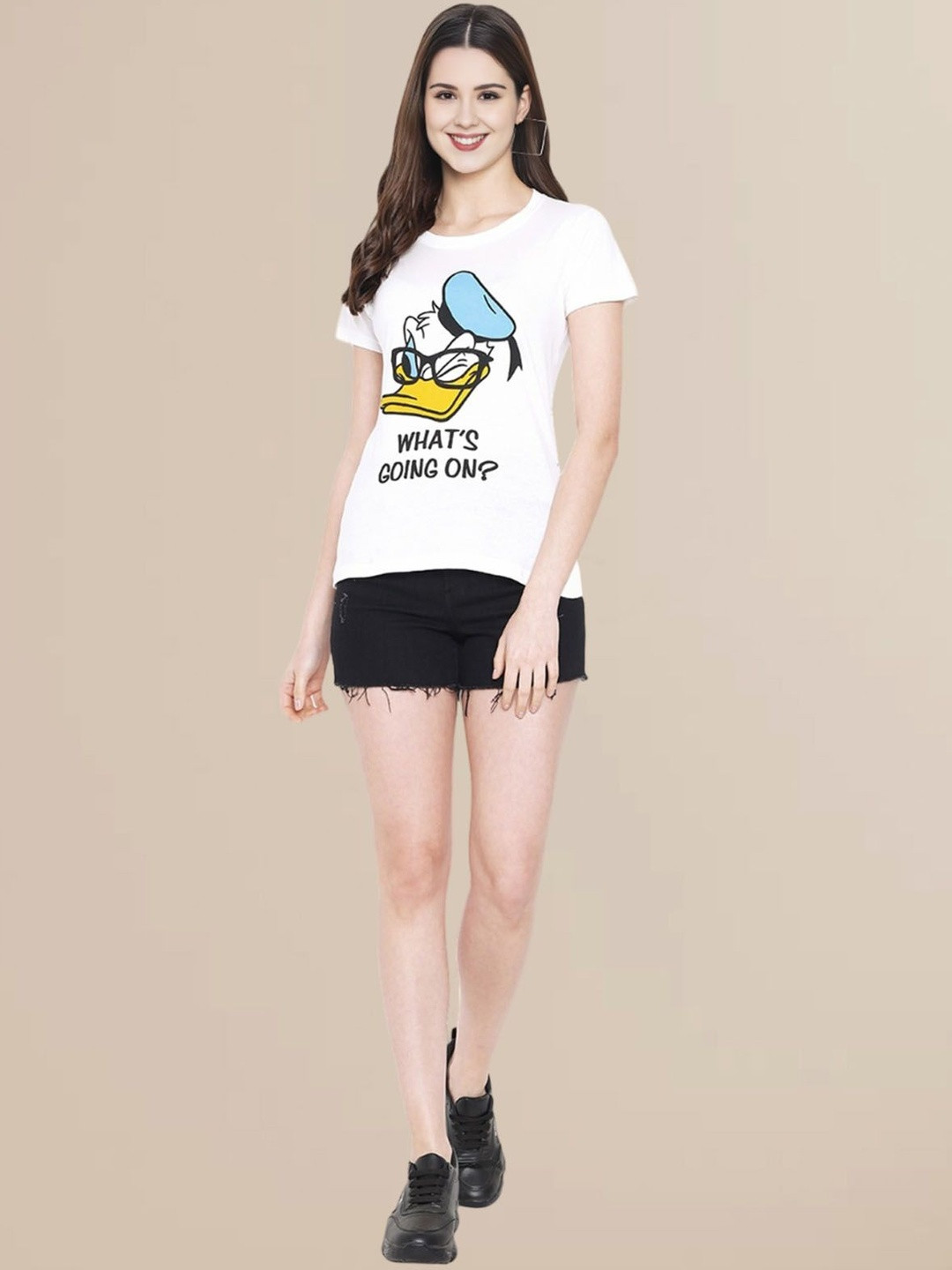 Moda Rapido Women Donald Duck Printed T-shirt