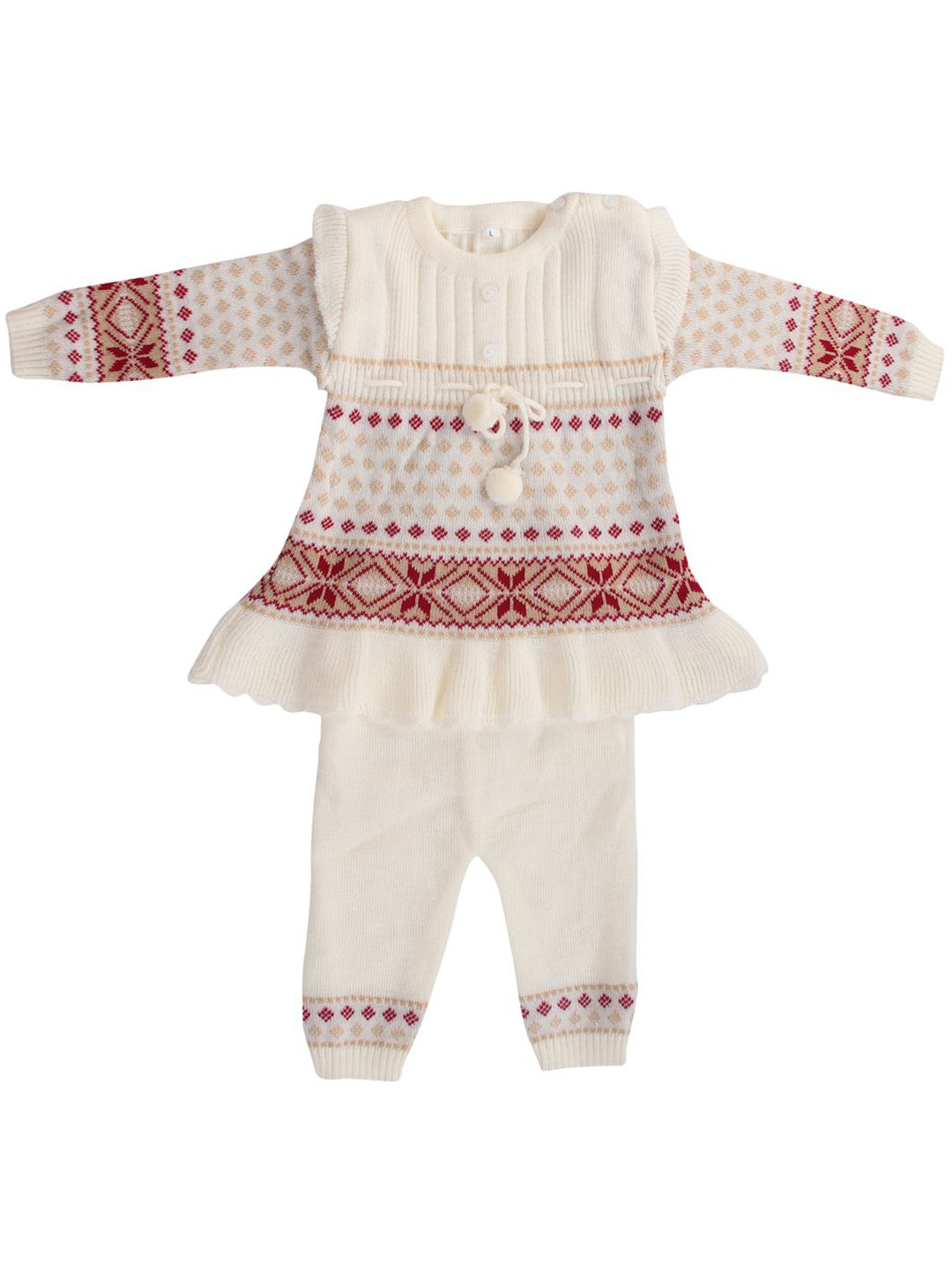 TRENDY WORLD Girls Fair Isle Printed Woollen Pullover with Fuzzy Detail