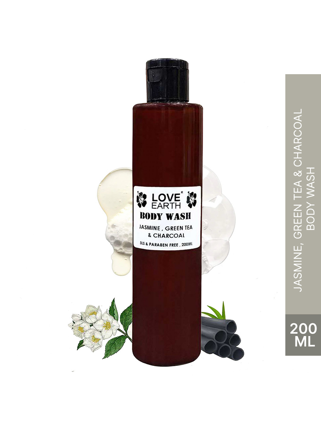 LOVE EARTH Jasmine Green Tea And Charcoal Body Wash