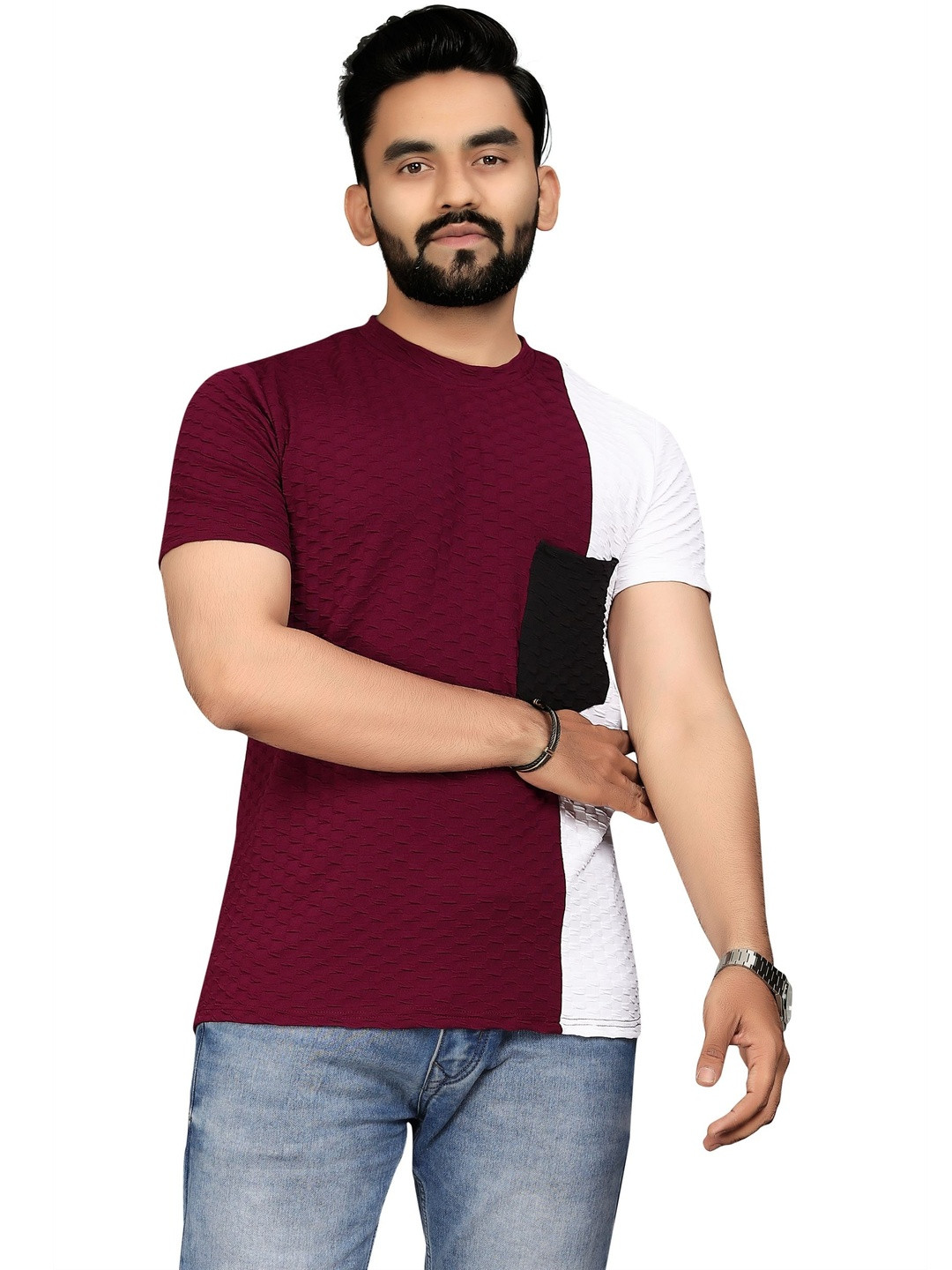 PRIMORDIAL Men Colourblocked Pockets T-shirt