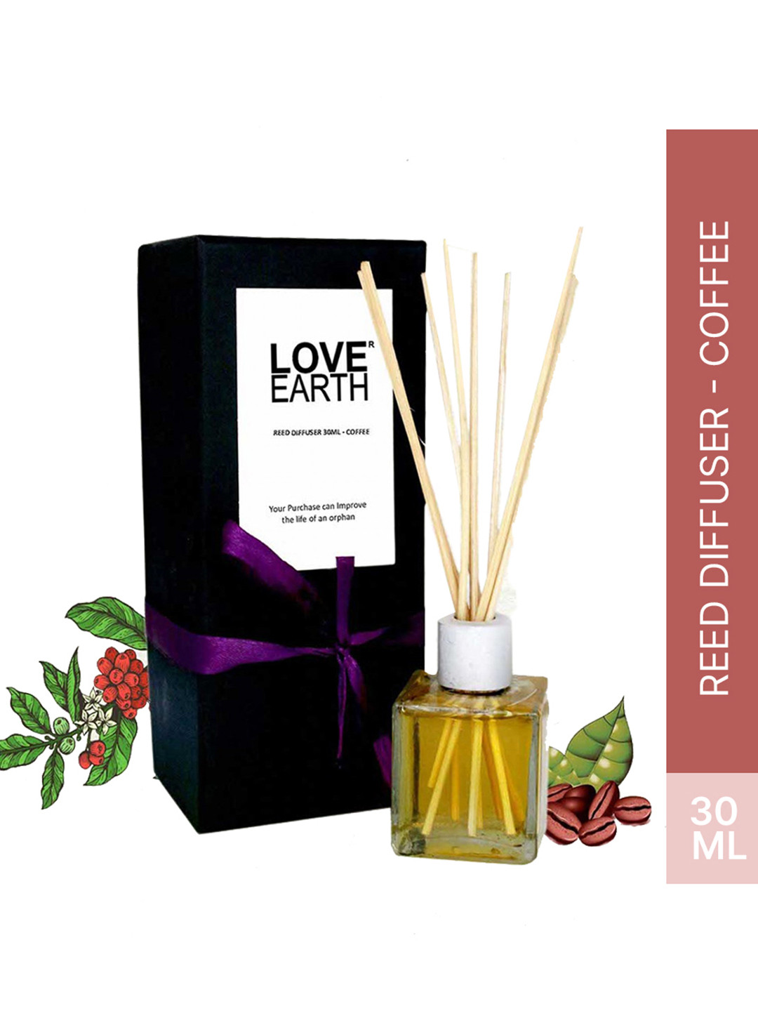 LOVE EARTH Coffee Essential Oil Reed Aroma Oil Diffuser