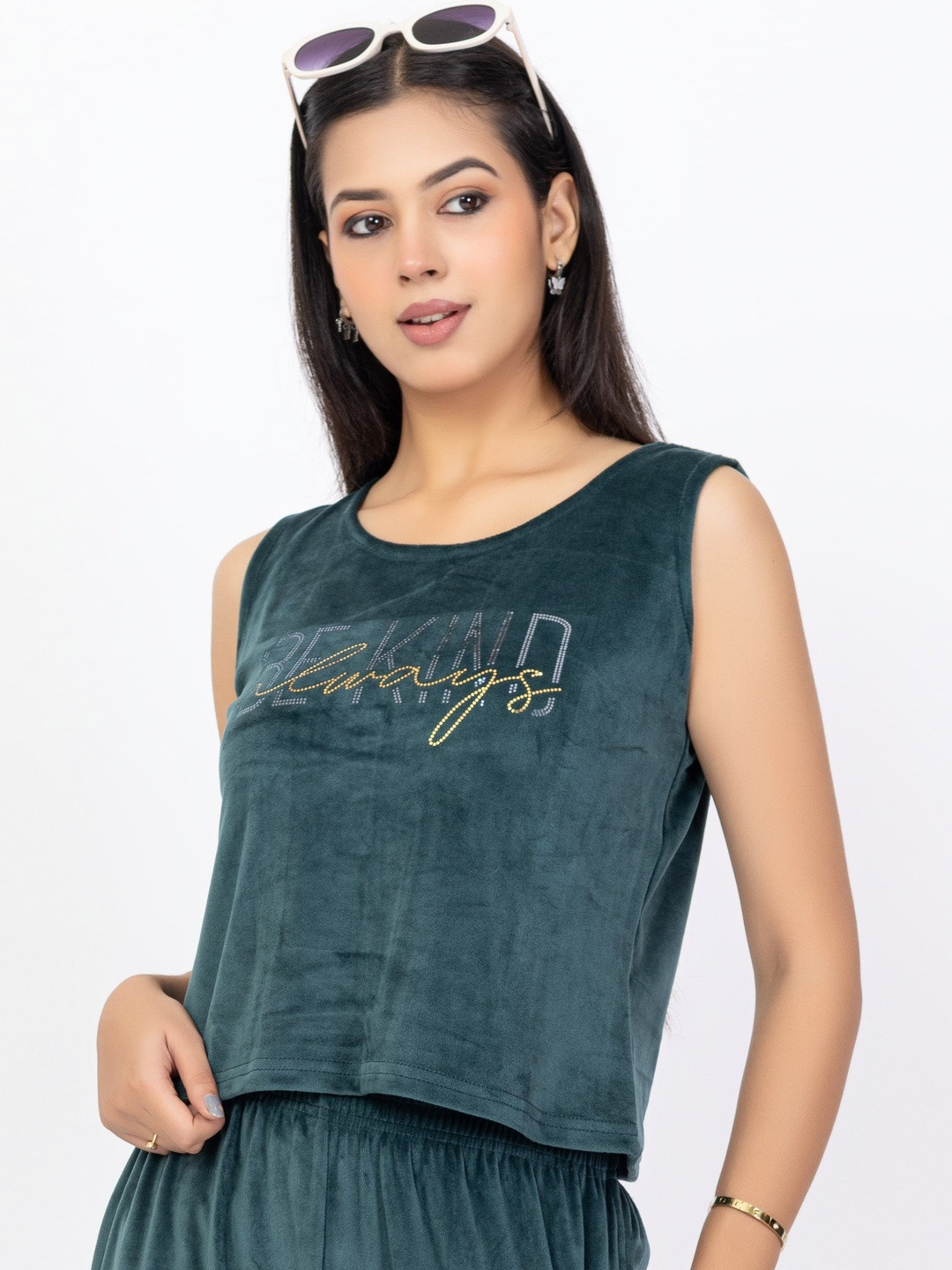 D-LINE Embellished Velvet Crop Top