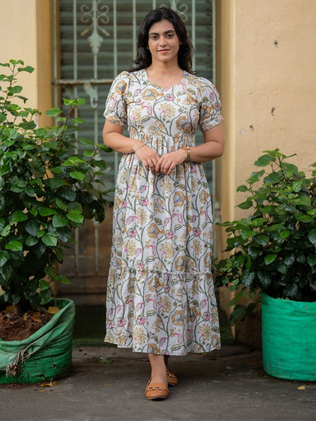 HAY Floral Print Puff Sleeve Maternity Maxi Dress
