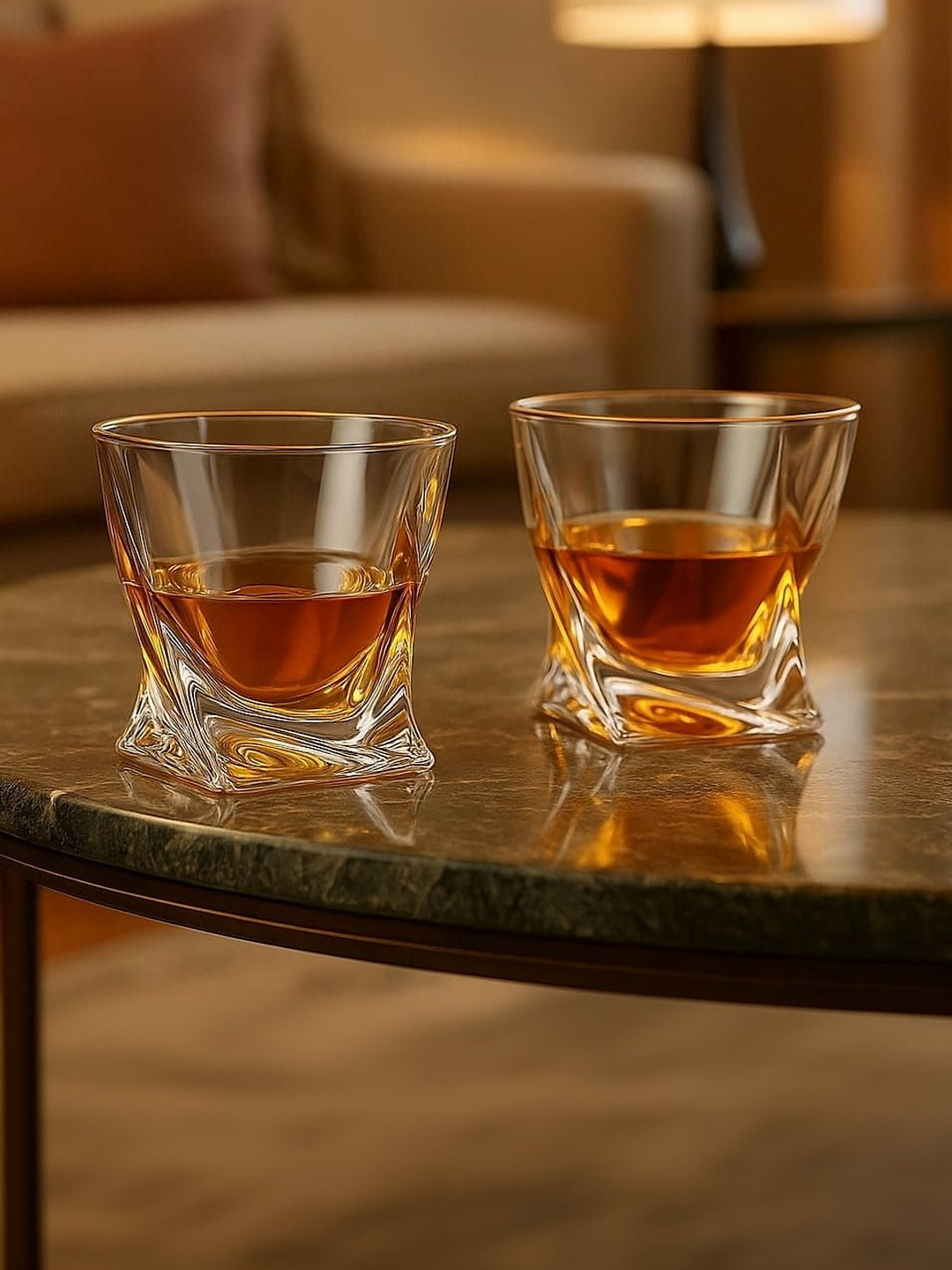 SIPIQUE Transparent Set Of 2 Dishwasher and Microwave Safe Glass Whisky Glass Bar Glass