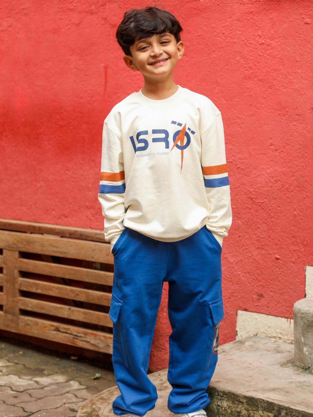 Nap Chief Kids ISRO Young Scientist Printed Pure Cotton Sweatshirt With Joggers