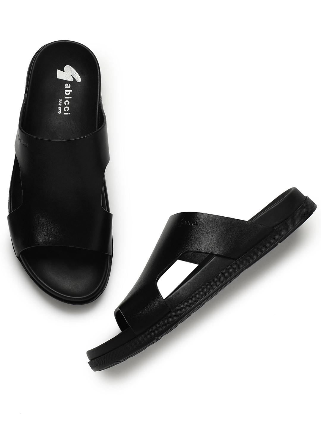 GABICCI Men Textured Leather Comfort Toe Loop Sandals