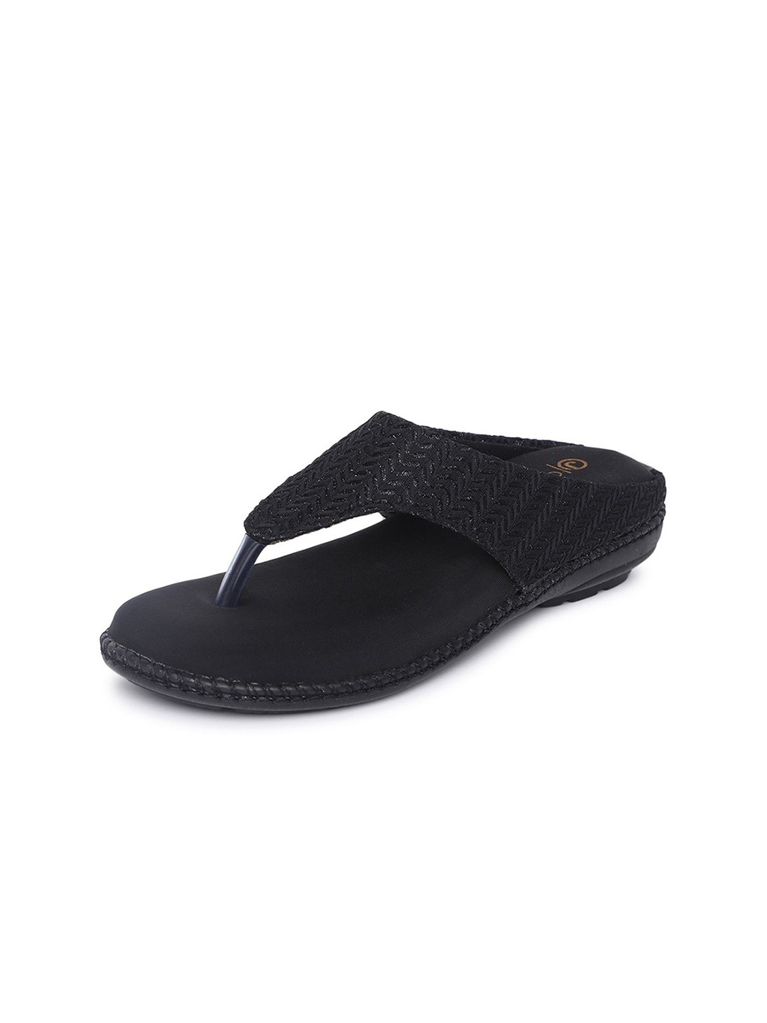 ORTHO JOY Women Black Solid Synthetic Slip-On Slipper